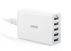 Anker® 40W 5-Port Family-Sized Desktop USB Wall Charger with PowerIQ™ Technology for iPhone 6 5S 5C 5 4S, iPad Air, Mini, Galaxy S5 S4 S3, Note 4 3, Tab 4 3 2 Pro, Google Nexus 4 5 7 10, External Battery, PS Vita, Gopro and more (White)