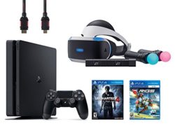 PlayStation VR Start Bundle 5 Items:VR Headset,Move Controller,PlayStation Camera Motion Sensor,PlayStation 4 Slim 500GB Console - Uncharted 4,VR Game Disc RIGS Mechanized Combat League