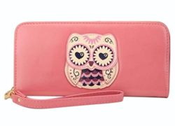 Valentine's day gifts,Gifts for Women,easygogo®Womens Owl Print Bifold Long Zip Around Clutch Wallet Best Friends Gifts for Women Christmas Gifts Ideas (Pink)