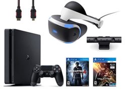 PlayStation VR Bundle 4 Items:VR Headset,Playstation Camera,PlayStation 4 Slim 500GB Console - Uncharted 4,VR Game Disc PSVR EV-Valkyrie