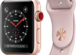 Apple Watch Series 3 38mm Smartwatch (GPS + Cellular, Gold Aluminum Case, Pink Sand Sport Band)