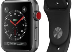 Apple Watch Series 3 (GPS + Cellular), 42mm Space Gray Aluminum Case with Black Sport Band - Grey