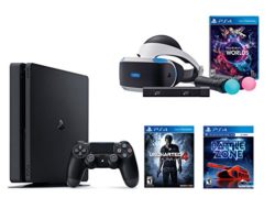 PlayStation VR Launch Bundle 3 Items:VR Launch Bundle,PlayStation 4 Slim 500GB Console - Uncharted 4,VR Game Disc PSVR Battlezone