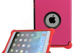 iPad Mini Case, iPad Mini 2/3 Case,Agrigle Lightweight Leather Silicone [Shock-Absorption] High Impact Resistant Hybrid Dual Layer Protection Smart Cover Case With Sleep and Awake Function (Pink)