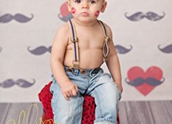 Photography Backdrop Valentine's Day Mustache Hearts, Vinyl Background Kids Babies Newborn Children HSD BACKDROPS 5'x5'