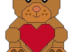 Teddy Bear with Heart cross stitch chart/ pattern - whole, half and back stitch used: Perfect for making cards/ pictures for Valentines day, anniversaries, birthdays