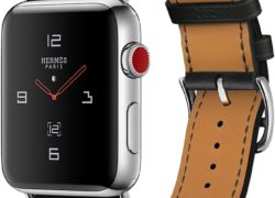 Apple Watch Series 3  Hermès - GPS+Cellular - Stainless Steel Case with Noir Gala Leather Single Tour Rallye - 42mm