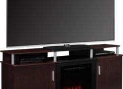 Altra Furniture Carson Electric Fireplace TV Console for TVs up to 70", Cherry and Black