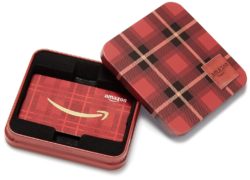 Amazon.com $1000 Gift Card in a Plaid Gift Box (Holiday Globe Card Design)