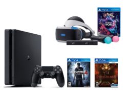 PlayStation VR Launch Bundle 3 Items: VR Launch Bundle,PlayStation 4 Slim 500GB Console - Uncharted 4,VR game disc PSVR Until Dawn: Rush of Blood