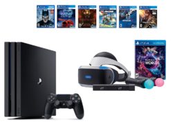 PlayStation VR Launch Bundle 8 Items:VR Launch Bundle,PlayStation 4 Pro 1TB,6 VR Game Disc Until Dawn: Rush of Blood,EVE: Valkyrie, Battlezone,Batman: Arkham VR,DriveClub,Battlezone Battlezone