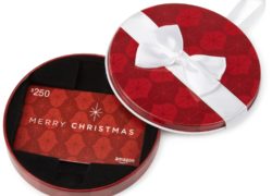 Amazon.com $1000 Gift Card in a Red Ornament Tin (Merry Christmas Card Design)