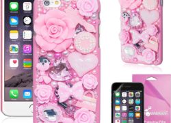 iPhone 6S (2015) Case, iPhone 6 (2014) Case, EpicGadget(TM) 3D Handmade Luxury Fairy Tale Flowers Pearl Diamond Cover For Apple iPhone 6 4.7 inch + Free iPhone 6 4.7 Screen Protector (US Seller!!) (Pink)