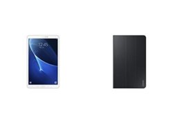 Samsung Galaxy Tablet A 10.1" (White) [SM-T580NZWAXAC] with Samsung Galaxy Tab A 10.1" Book Cover (Black) Bundle