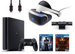 PlayStation VR Bundle 4 Items:VR Headset,Playstation Camera,PlayStation 4 Slim 500GB Console - Uncharted 4,VR game disc PSVR Until Dawn: Rush of Blood