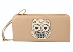 Valentine's day gifts,Gifts for Women,easygogo®Womens Owl Print Bifold Long Zip Around Clutch Wallet Best Friends Gifts for Women Christmas Gifts Ideas (Beige)