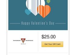 BJ's Restaurant & Brewhouse Valentine's Day Gift Cards - E-mail Delivery