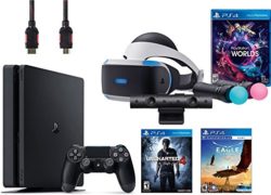 PlayStation VR Launch Bundle 3 Items:VR Launch Bundle,PlayStation 4 Slim 500GB Console - Uncharted 4,VR Game Disc Eagle Flight VR