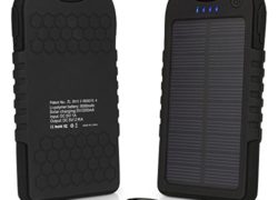 BoxWave Solar Rejuva BLU Dash C Music Power Pack - Universal, Portable Dual USB 5,000 mAh Rechargeable Solar Battery - Includes Micro USB Charging Cable! - BLU Dash C Music Charger with Backlit Digital LED Power Display and 2 Built In High Output USB Ports (Jet Black)