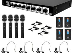 Pyle-Pro Rack Mount 8 Channel Wireless Microphone System with 4 Lavalier/Headsets and 4 Handheld Mics (Pdwm8700)