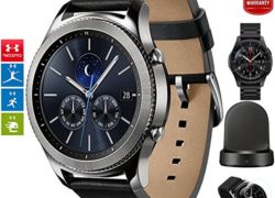 Samsung Gear S3 Classic Bluetooth Watch with Built-in GPS Silver (SM-R770NZSAXAR) with Wireless Charger Bundle + Wrist Band Black + 1 Year Extended Warranty