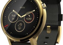 Motorola Moto 360 (2nd Gen.) Mens 46mm, Gold w/Black Leather Band