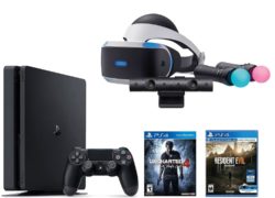 PlayStation VR Bundle 5 Items:VR Headset,Playstation Camera,Playstation Move Motion Controllers,PlayStation 4 Slim 500GB Console - Uncharted 4,VR Game Disc Resident Evil 7:Biohazard