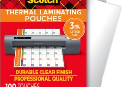 Scotch Thermal Laminating Pouches, 8.9 x 11.4-Inches, 3 mil thick, 100-Pack (TP3854-100)