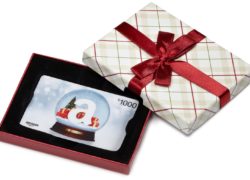 Amazon.com $1000 Gift Card in a Plaid Gift Box (Holiday Globe Card Design)