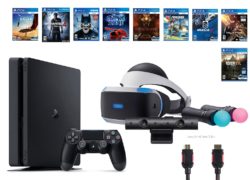 PlayStation VR Deluxe Bundle 12 Items:VR Headset,Playstation Camera,Motion,PS4 Slim-Uncharted 4,8 VR Game Disc:Rush of Blood,Valkyrie,Battlezone,Batman,DriveClub,Eagle, RIGS,Resident Evil 7:Biohazard